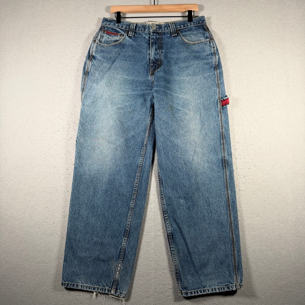 Vintage US Polo Assn Mens Wide Leg Baggy Denim Jeans Blue 34x30 Medium Wash
